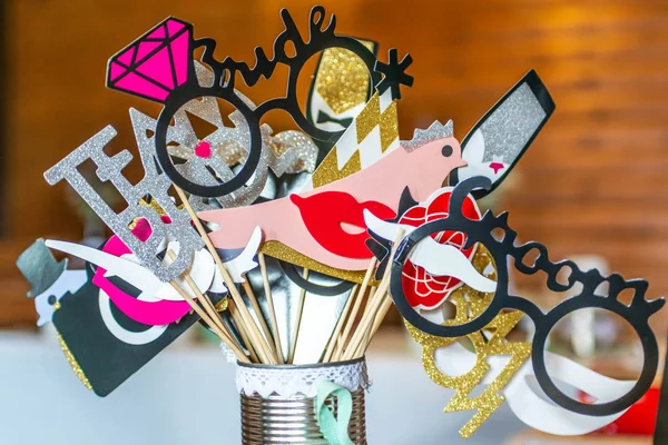 Retro Party ayarla gözlük, şapka, dudaklar, bıyıklar, maskeler photo booth parti düğün komik resimler tasarım