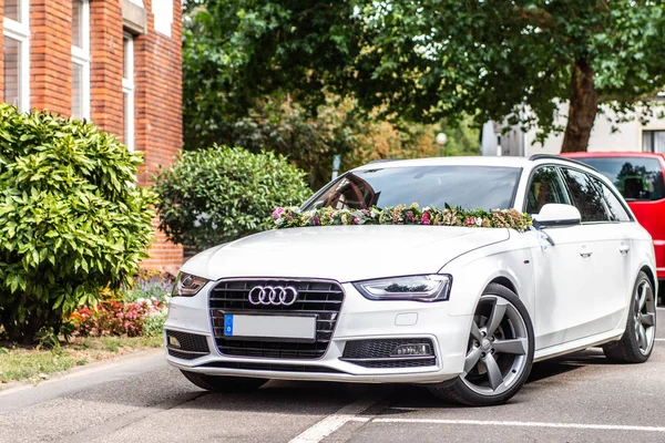 Koblenz Germany 31.08.2018 Wedding car, Audi with Wedding decorations Stock Image
