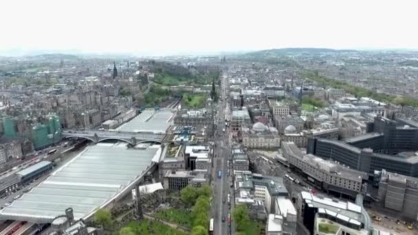 Edinburgh city Scotland historic Town Day Vue aérienne — Video