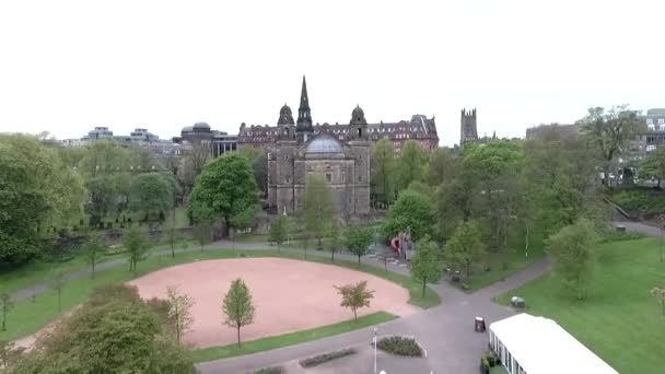 Edinburgh city Scotland historic Town Day Aerial shot — Stock Video