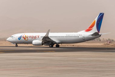 Kahire Mısır 26.05.2018 - Mısır uçak Fly ayakta konumdan Kairo Uluslararası Havaalanı Otopark için