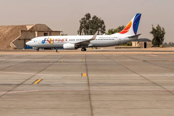 Cairo EGYPT 26.05.2018 - Fly Egypt Airplane standing to parking position at the international airport of Kairo — стокове фото