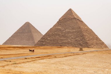 Büyük Giza piramitleri çölde Cairo yakınındaki Mısır unesco kültür mirası