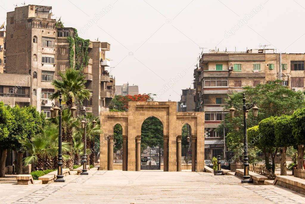 Entrance to the great Mosques of Sultan Hassan and Al-Rifai in Cairo - Egypt