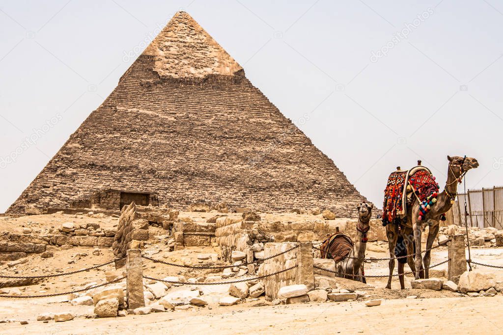 The Great Pyramids of Giza desert near Cairo in Egypt unesco cultural heritage