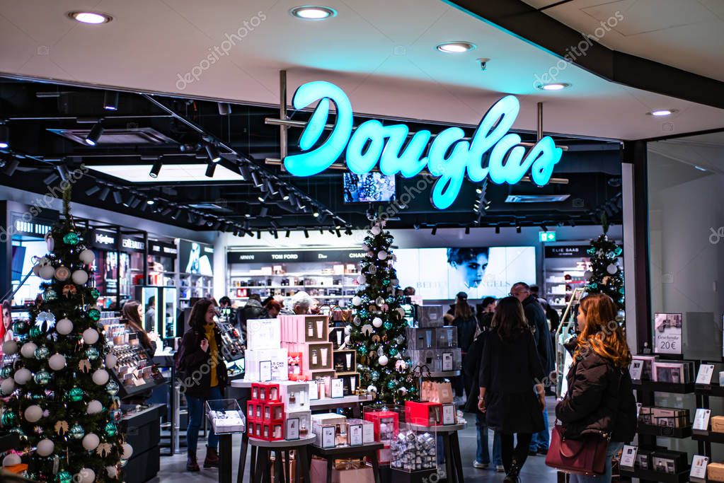 Koblenz Germany 15.12.2018 - douglas store logo in Luxury shopping center in the heart of the city