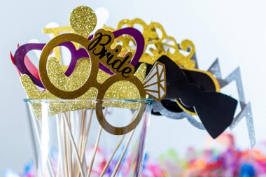 Retro Party set gözlük, dudak, bıyık, maske tasarımı fotoğraf kabini düğün komik resimleri
