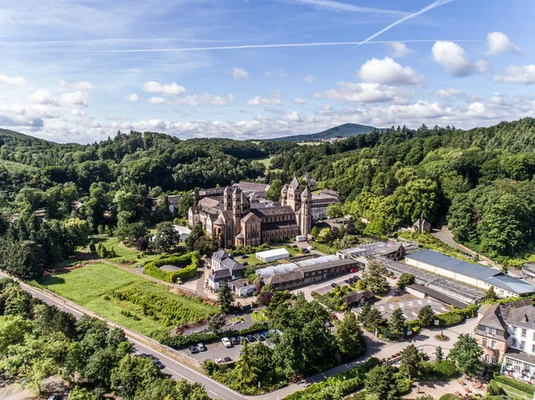 Aerial view the famous abbey Maria Laach in Rhineland-Palatinate, Germany — Stock Photo, Image