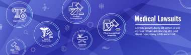 Tıbbi dava - ilaç, ihmal ve tıbbi uygulama hatası Icon set