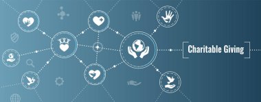 Sadaka ve kabartma - hayırsever veren Web banner - Icon set çalışması