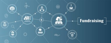 İnsanlar birlikte - fon farklı Online fikirler para simgesi ayarla Web Header banner ile çalışma