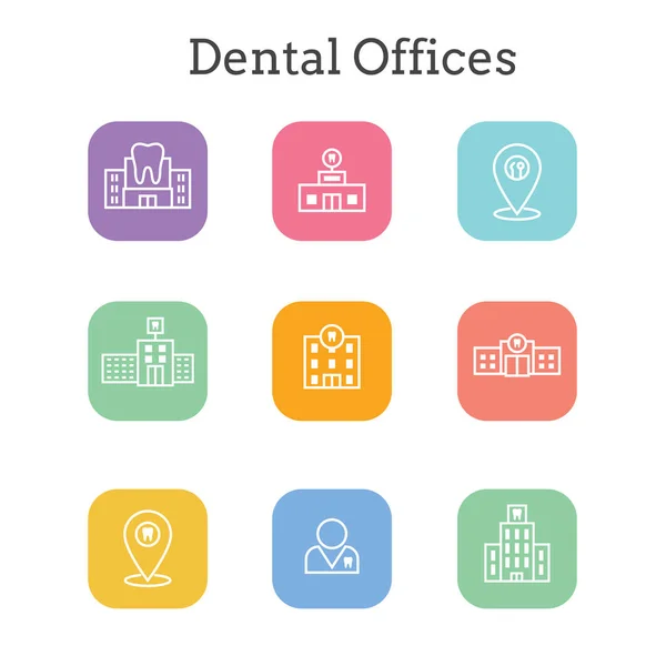 Icône Localisation Dentiste Images Dentaires Bâtiment Dentaire Avec Fenêtres — Image vectorielle