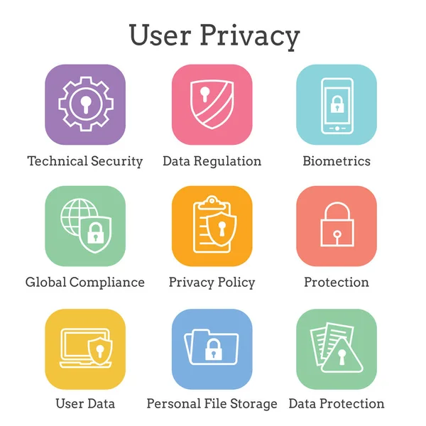 Иконка Политики Конфиденциальности Gdpr Замками Замками Щитами — стоковый вектор