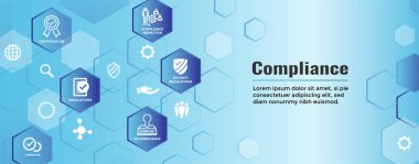 Uyumluluk web büyük bir şirket gösteren simge seti ile teftişi geçtin