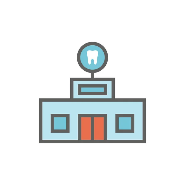 Tandarts Locatie Pictogram Tandheelkundige Beelden Tandheelkundige Gebouw Met Windows — Stockvector