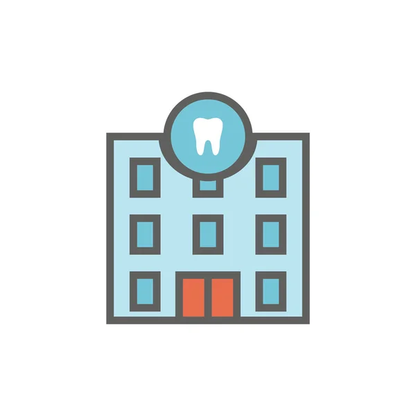 Icono Ubicación Del Dentista Imágenes Dentales Edificio Dental Con Ventanas — Vector de stock