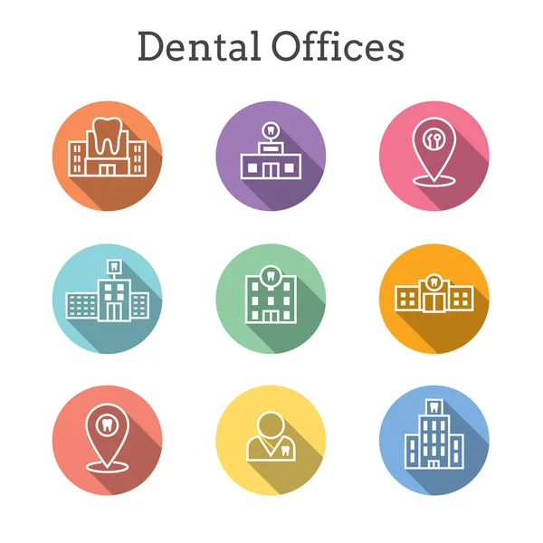Icône Localisation Dentiste Images Dentaires Bâtiment Dentaire Avec Fenêtres — Image vectorielle