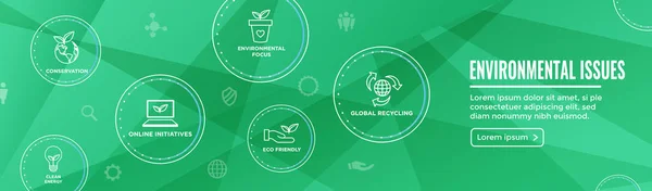 stock vector Environmental issues header web banner w recycling, etc icon set