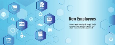 Yeni çalışan işe alma süreci simgesi seti el kitabı, denetim listesi, vb