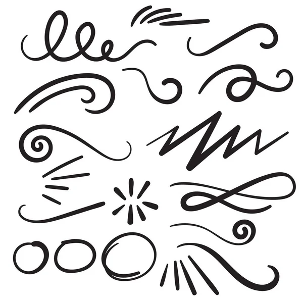 Swoosh Curls Swash Swish Con Garabatos Garabatos Swooshes Swashes Swishes — Vector de stock