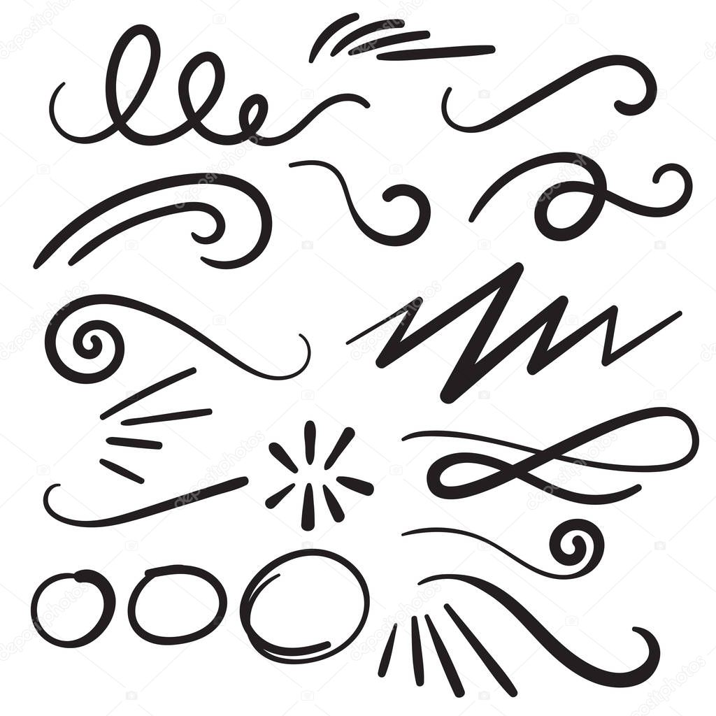Swoosh Curls Swash Swish with Scribbles and Squiggle Swooshes, Swashes & Swishes