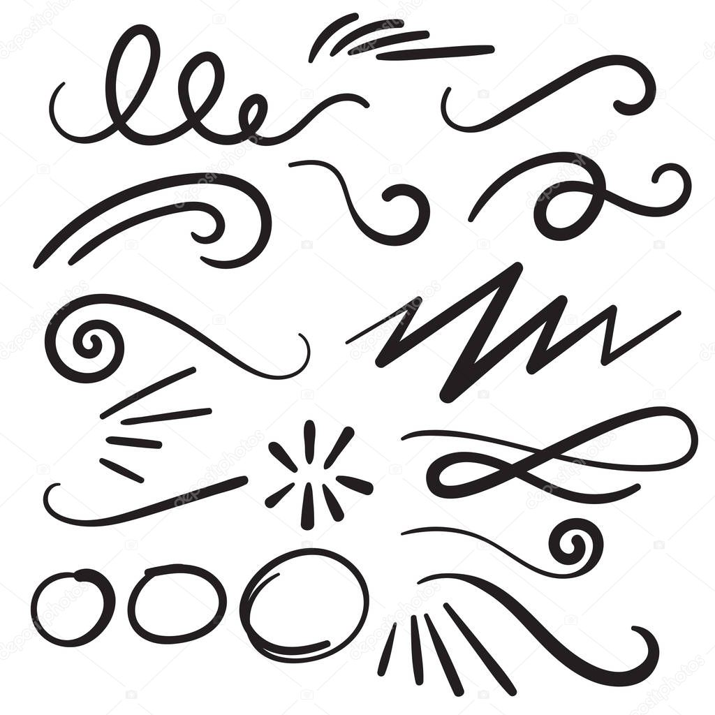 Swoosh Curls Swash Swish with Scribbles and Squiggle Swooshes, Swashes & Swishes