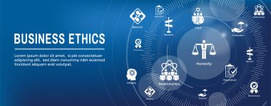 İş etik Web Banner Icon Set - dürüstlük, bütünlük, bağlılık ve karar