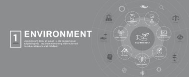 Geri dönüşüm, çevre sorunları başlığı web banner w vb Icon set