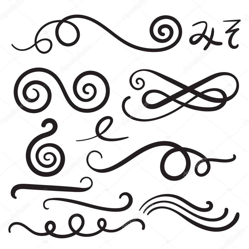 Swoosh Curls Swash Swish with Scribbles and Squiggle Swooshes, Swashes & Swishes