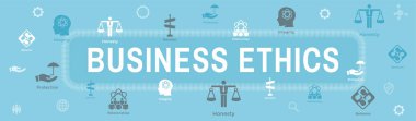 Business Ethics Web Banner Icon Set - Honesty, Integrity, Commitment, and Decision clipart