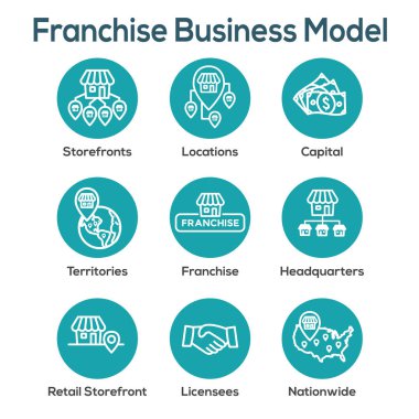 Home Ofis, Şirket Genel Müdürlüğü - franchise kutsal kişilerin resmi imge ile franchise Icon Set