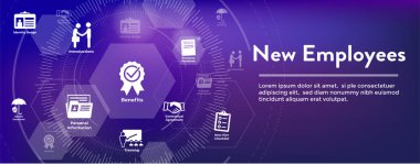 Yeni çalışan işe alma süreci Icon set - el kitabı, denetim listesi, vb