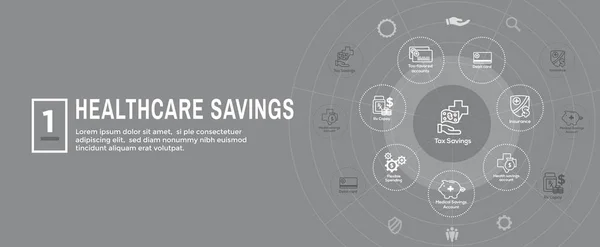 Medical Tax Savings Web Header Banner Com Conta Poupança Saúde — Vetor de Stock