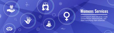 Erkek kadın Hizmetleri Icon Set ve Web Header Banner w sembolü