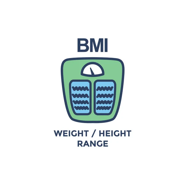 Bmi Body Mass Index Symbol Mit Gewichtsskala Grün Und Blu — Stockvektor