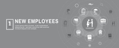 Yeni çalışan işe alma süreci Icon set - el kitabı, denetim listesi, vb