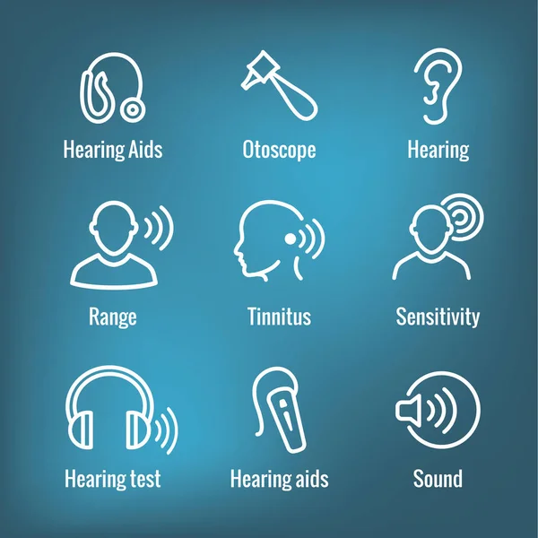 Hearing Aid Loss Sound Wave Images Icon Set — Stock Vector