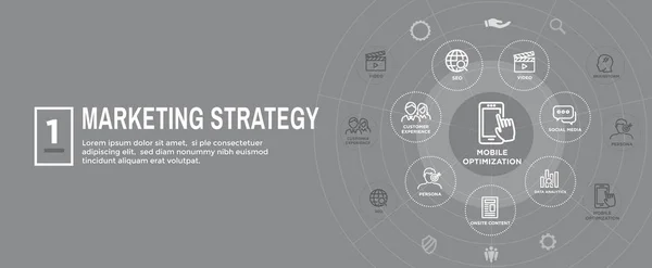 Estrategia Marketing Web Header Hero Image Banner Con Ideas Generación — Vector de stock