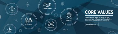 Çekirdek değerler Web Header Banner görüntü bütünlüğü, misyon, Icon Set