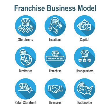Home Ofis, Şirket Genel Müdürlüğü - franchise kutsal kişilerin resmi imge ile franchise Icon Set