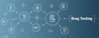 Simge seti ile test ve işlem Web Header Banner ilaç