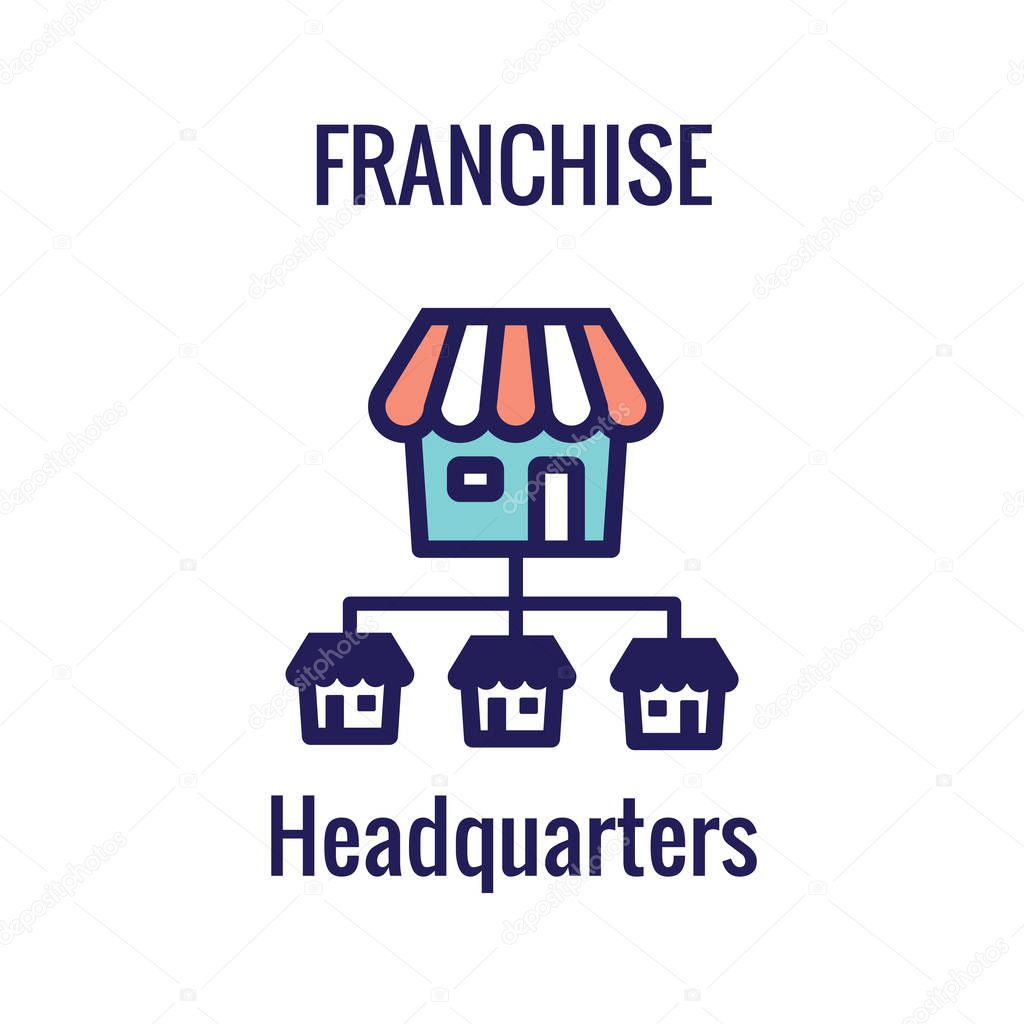 Franchise Icon with Home Office, corporate Headquarters - Franchisee Icon Images