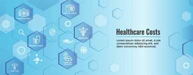 Sağlık maliyetleri ve pahalı sağlık kavramı gösterilen giderleri Web Header Banner - Icon Set