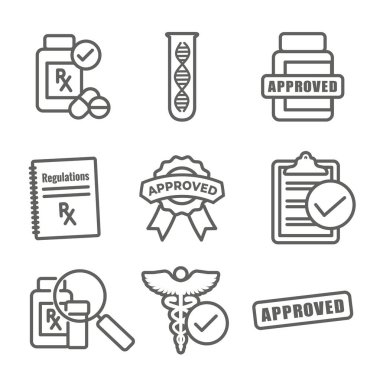 Uyuşturucu testi ve emanet Icon Set vektör grafiği w kenarları yuvarlatılmış