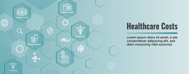 Sağlık maliyetleri ve pahalı sağlık kavramı gösterilen giderleri Web Header Banner - Icon Set