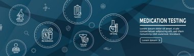 Simge seti ile test ve işlem Web Header Banner ilaç