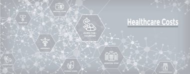 Sağlık maliyetleri ve pahalı sağlık kavramı gösterilen giderleri Web Header Banner - Icon Set