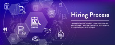 W Web Header Banner yeni çalışan işe alma süreci Icon set