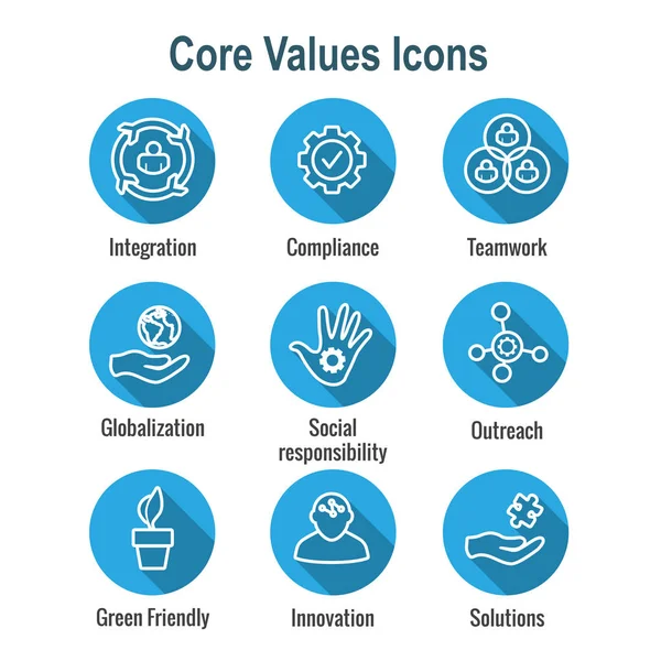 Valores Básicos Esquema Línea Icono Transporte Integridad Propósito — Vector de stock