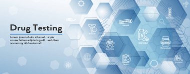 Simge seti ile test ve işlem Web Header Banner ilaç
